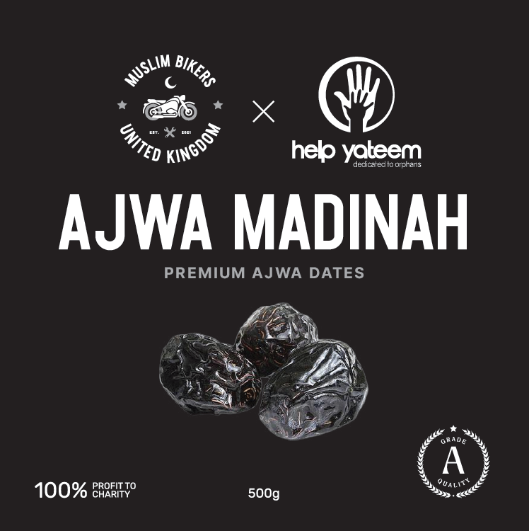 Muslim Bikers – Premium Ajwa Dates from Madina 2026 (Black/Silver)