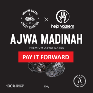 Pay It Forward with Muslim Bikers – Premium Ajwa Dates from Madina 2026 (Black/Silver)